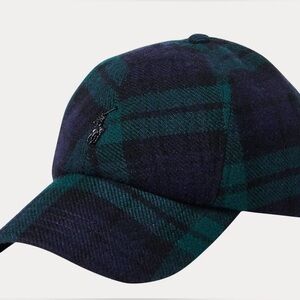 Polo Ralph Lauren Tartan Plaid Wool Fitted Cap in Green & Navy One Size